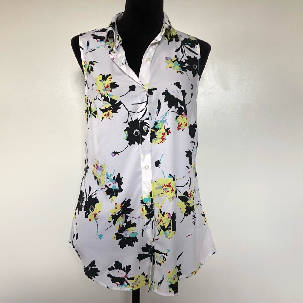 Jessica Simpson Large Blouse Top White Floral